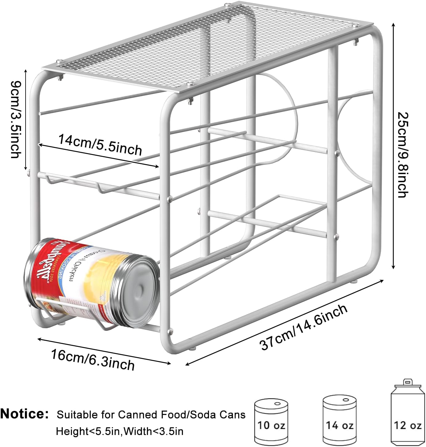 MOOACE 4 Pack Can Organizer for Pantry, Stackable Soda Can Dispenser Rack, Pantry Organizer Canned Food Storage Holder for Kitchen Refrigerator Cabinet, White