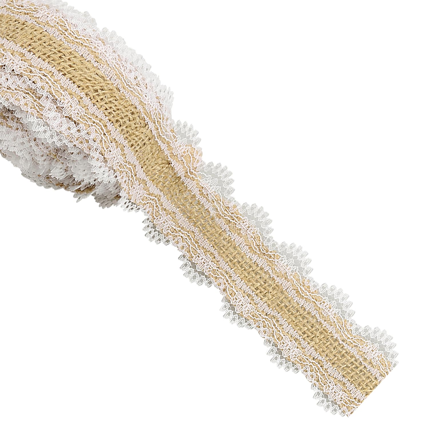 Rumyve Burlap Lace Roll, Natural Jute Decorative Craft Ribbon, Vintage Hessian Gift Ribbon for DIY Florist Flower Wedding Christmas Decoration, 4m