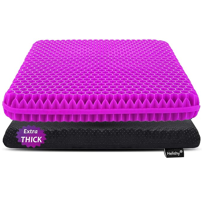 Gel Seat Cushion for Long Sitting, Extra Thick Gel Cushion for Wheelchair Soft Chair Pads for Office Home Chairs Car Seats Long Trips - Back Sciatica Hip Tailbone Pain Relief Cushion (Violet)