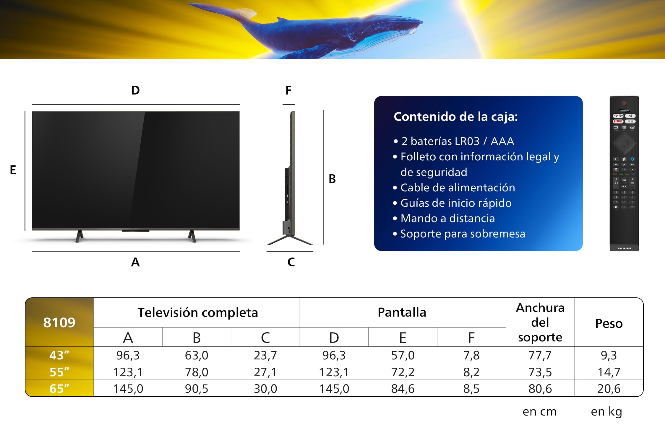 Philips Ambilight 65PUS8109 Smart TV 4K LED - Pantalla de 65 Pulgadas con Plataforma Titan OS, Pixel Precise Ultra HD y Sonido Dolby Atmos, Funciona con Alexa y Asistente de Google - Cromo Satinado