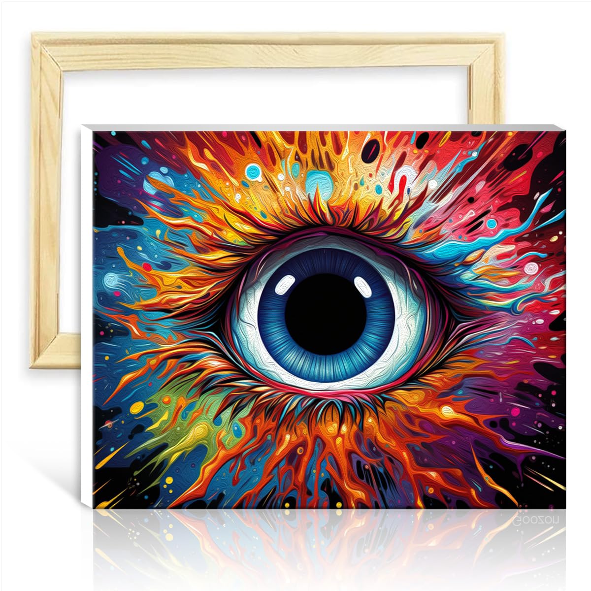 TANGFEIY Oil Painting by Numbers Kits Eyes Canvas DIY Oil Painting Adults with Brushes and Acrylic Pigment for Parent-Child Time DIY Frame(40x50cm)