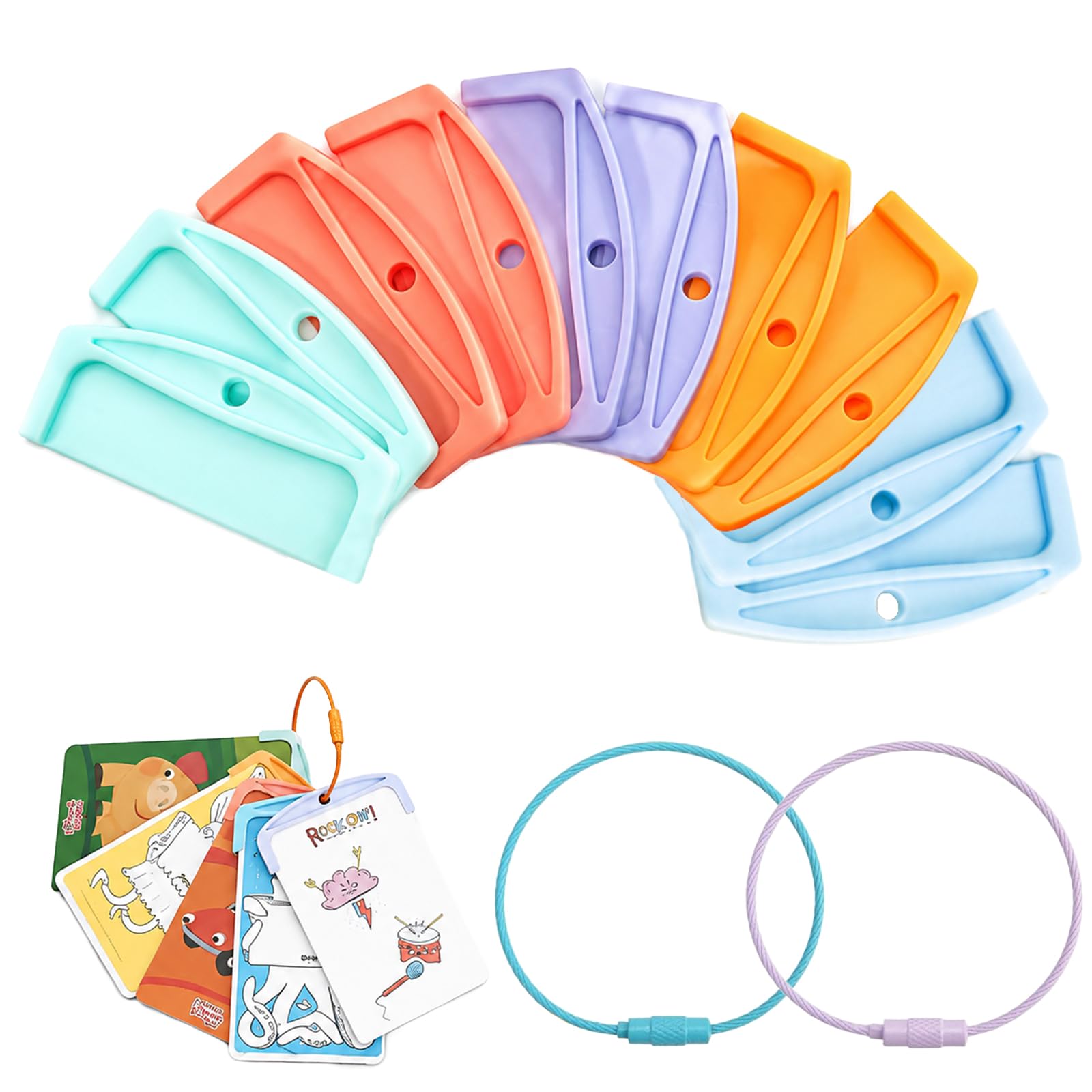 Card Holder for Yoto 10 Pcs Reusable Portable Card Carrier Storage Case Organizer with 2 Ring Loops for Kids Home Travel Classroom