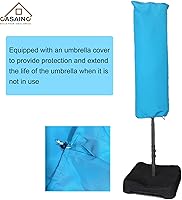 Vista 8 de CASAINC Sombrilla de patio de 15 pies con base de doble cara para exteriores, sombrilla rectangular doble con manivela, para jardín, terraza