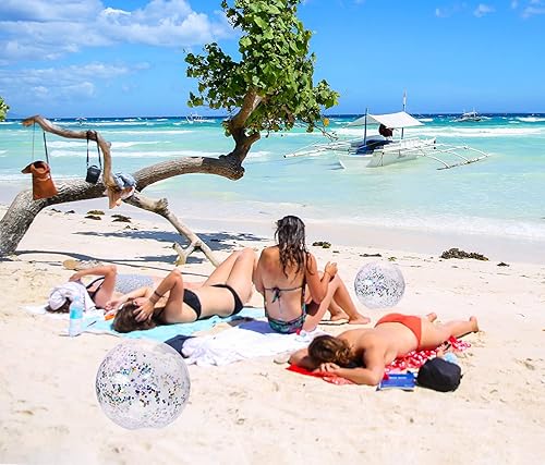 Miniatura 4 de PENTA ANGEL Pelota de playa con purpurina, 2 unidades, inflable, confeti, piscina, fiesta, pelota deportiva de arena transparente para exteriores,