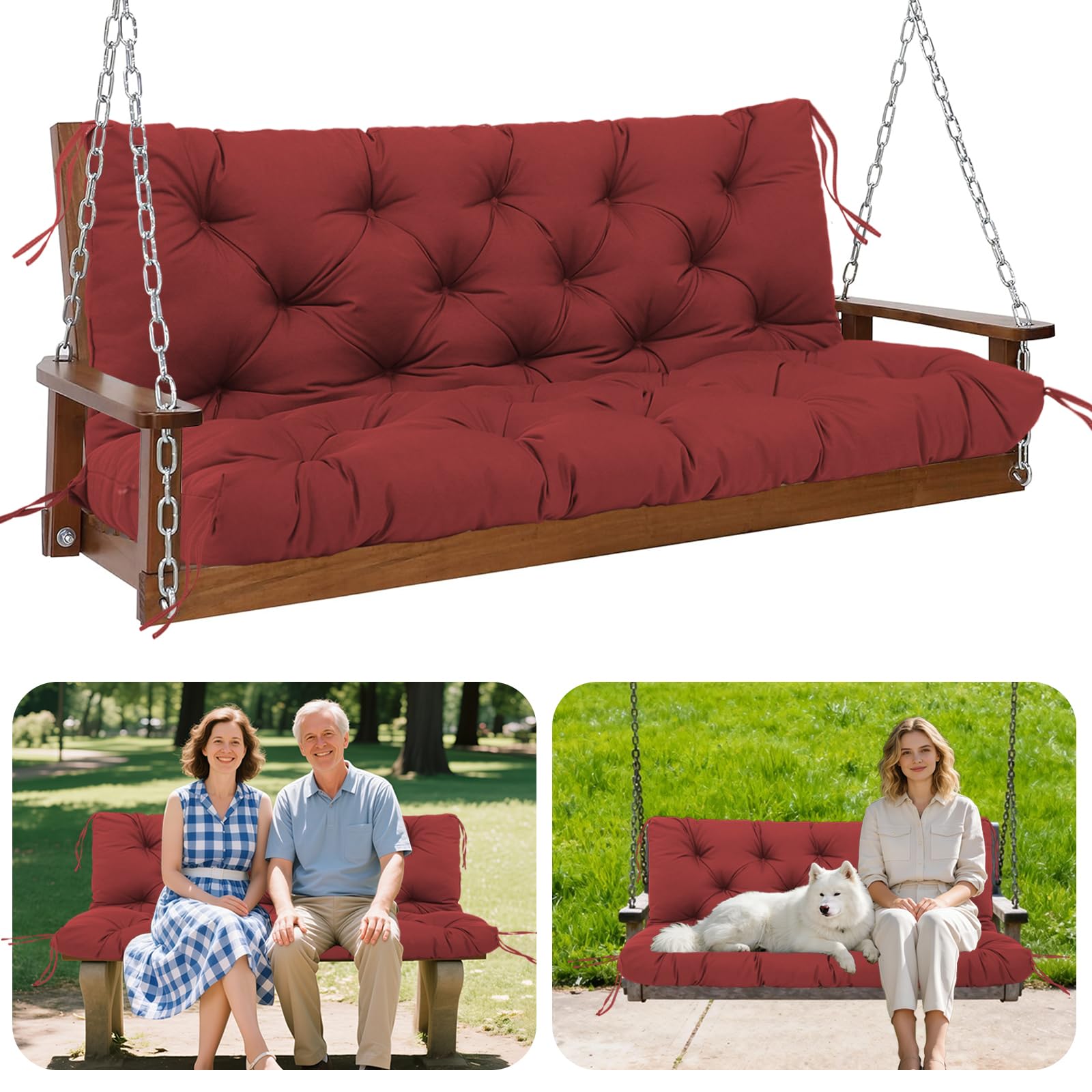 GPCHZM Hollywoodschaukel Auflage 180cm Wasserdicht Gartenbank Auflage Verdickt(12.5cm) Mit Rückenlehne Schaukelbank Auflage für Hollywoodschaukel Sitzbank Gartenbank Terrasse Hinterhof Rasen Veranda