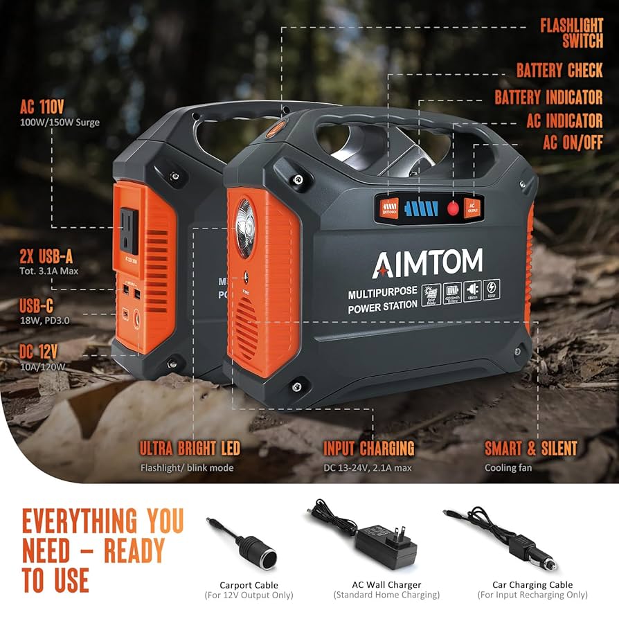 Amazon.com: AIMTOM 155Wh Portable Power Station, 42000mAh