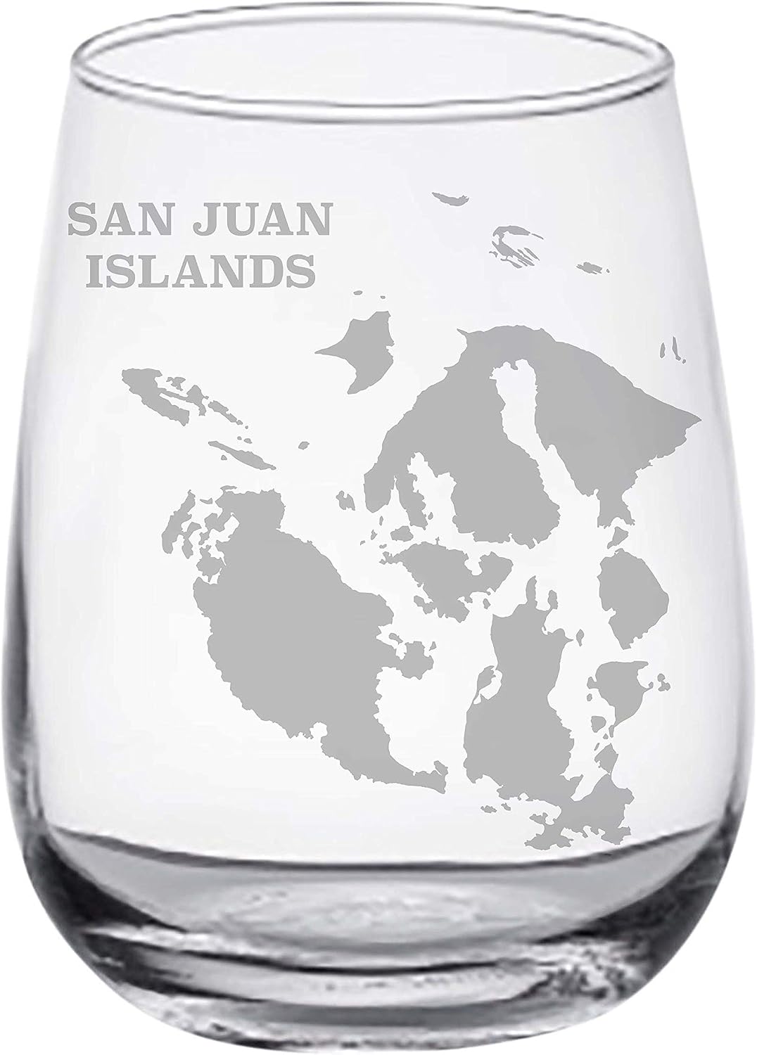 San Juan Islands Map - Engraved Rocks Glasses Set of 2