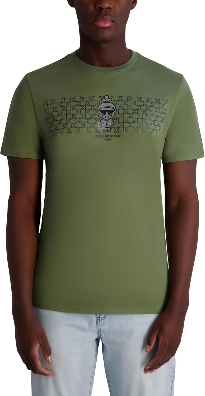 Karl Lagerfeld Mens Short Sleeve Crewneck Knight Karl Graphic Design T-Shirt