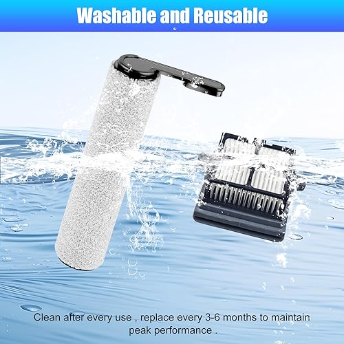 Miniatura 5 de Rodillos de cepillo de repuesto y filtros HEPA para aspiradora inalámbrica en seco y húmedo Tineco Floor ONE S6  S7 Pro, 2 rodillos de cepillo, 2