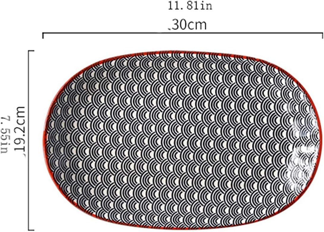 Dishes Dessert Plates Fish Plate Household Steamed Fish Plate Dish Plate Sushi Binaural Rectangular Meal Tray Large Japanese Tableware Appetizers Salad Plates (Color : E) (O)