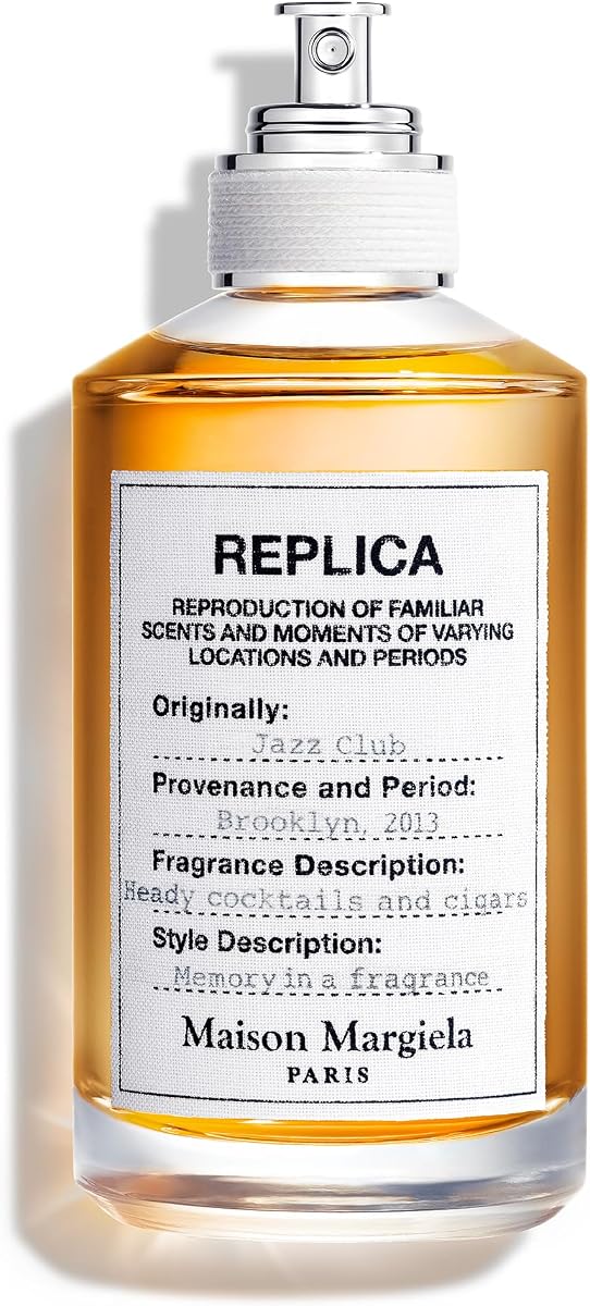 Maison Margiela Replica Jazz Club - Colonia masculina cálida y picante | Eau de Toilette con vainilla, acordes de ron y tabaco - Larga duración - Rico aroma ahumado perfecto para otoño, invierno y noches de cita