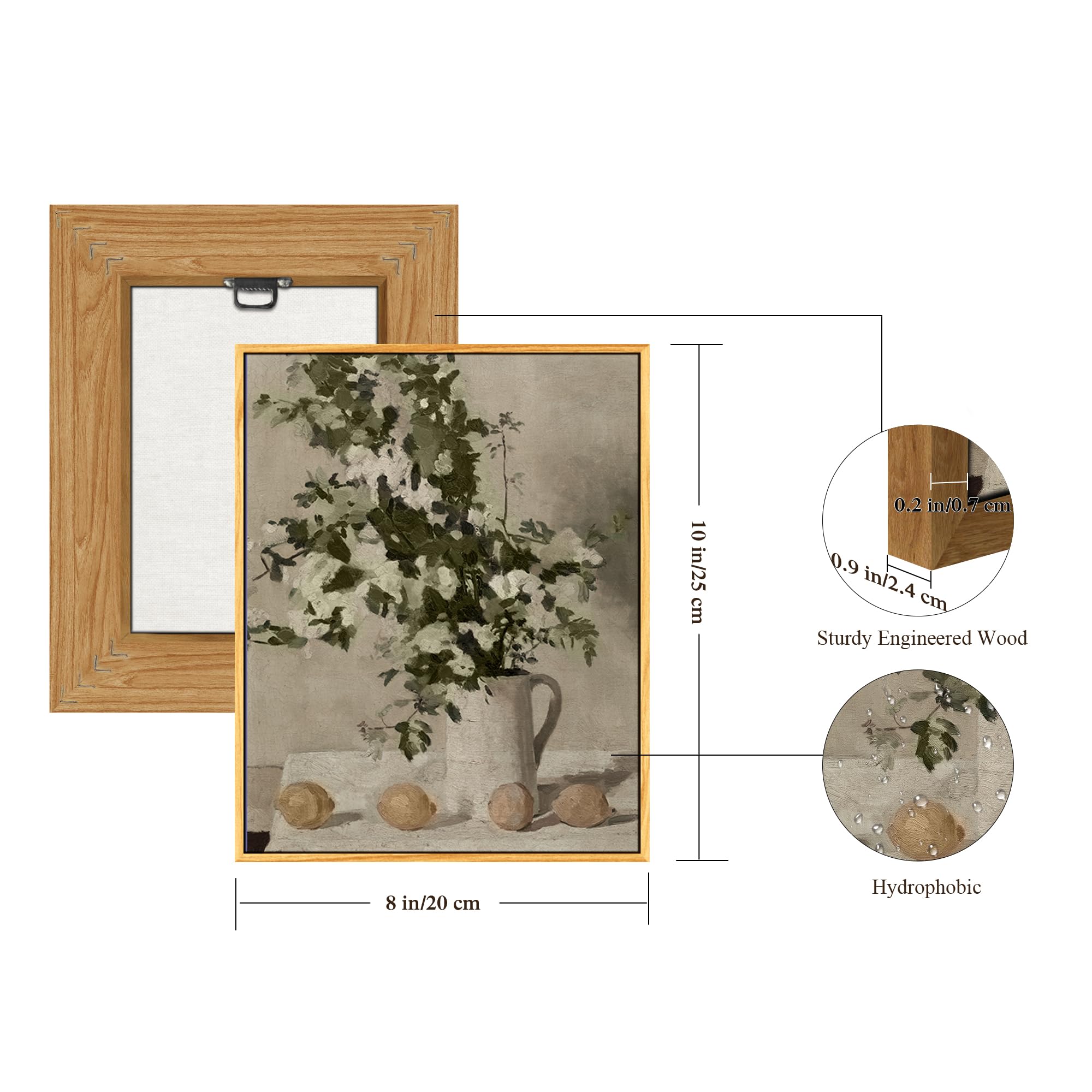 hyidecorart Canvas Schilderij Woonkamer Ingelijst, Vintage Schilderijen Bloemen en Citroenen, Prints Wall Decoration Slaapkamer Kantoor Keuken Badkamer : hyidecorart