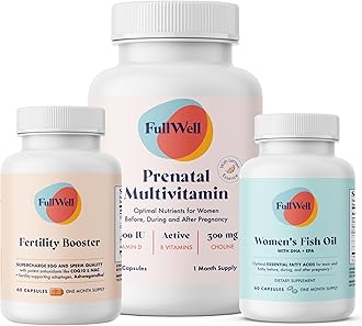 FullWell Fertility Trio | Prenatal Vitamin Lemon + DHA & Fertility Booster | Choline, Folate, Omega 3, Coq10, NAC, 26+ Vital Nutrients | Dietitian-formulated, Non-GMO, 3rd Party Tested, 30 Servings