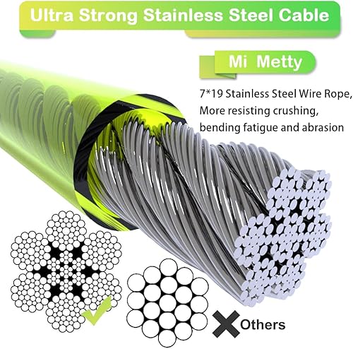 Miniatura 9 de Cable de amarre para perros, cable de amarre resistente de 20 pies para perros grandes de hasta 125 libras, cadena de perro para patio exterior,