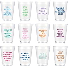 LemonRoad 12 Pcs 16 oz Mahjong Cups Frosted Phrases Mah Jong Party Supplies