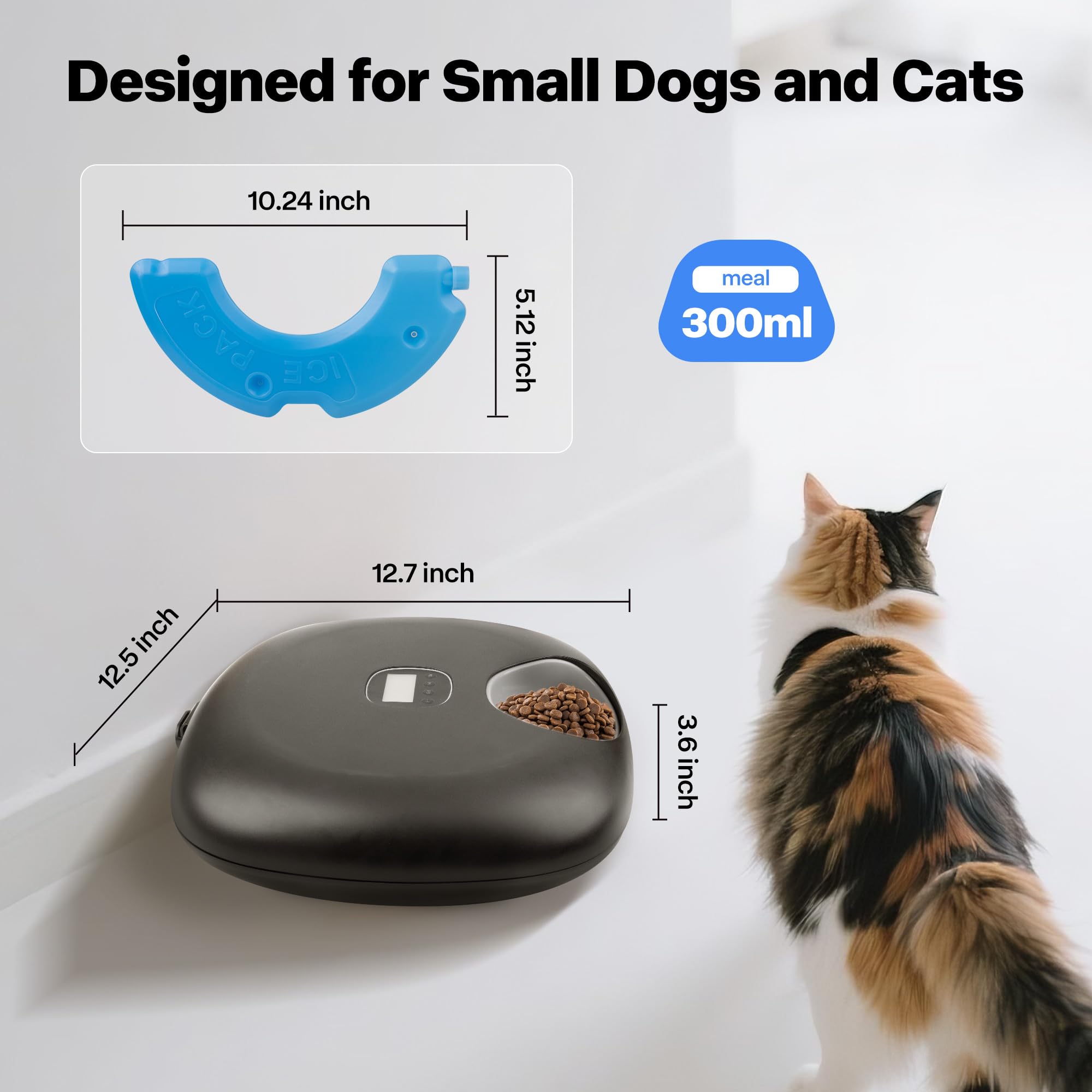 PetPrime 6-Meal Automatic Cat Feeder with Two Ice Packs,Cordless Rechargeable Cat Food Dispenser for Cats and Small Dogs Wet Food Auto Pet Feeder Black - image 6