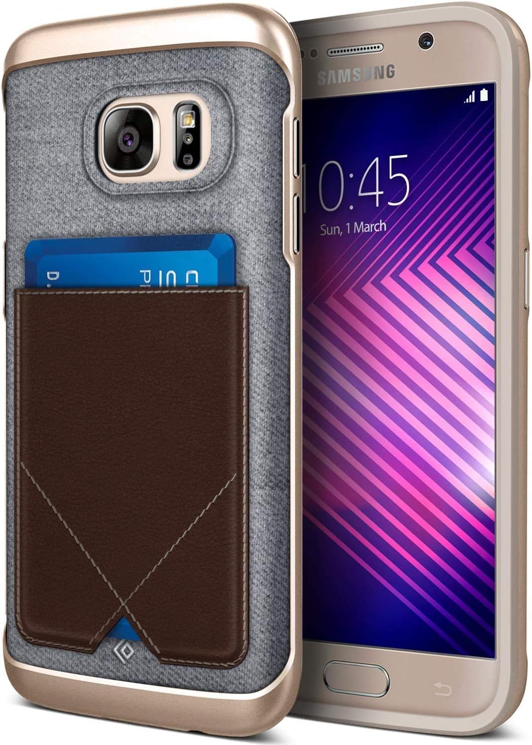 Caseology Messenger for Samsung Galaxy S7 Case (2016) - Leather Card Holder - Brown