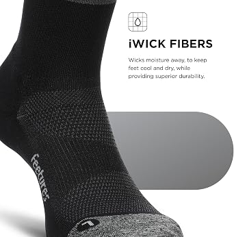 Feetures Elite Light Cushion Mini Crew Sock - Sport Sock with Targeted Compression (1 Pair)