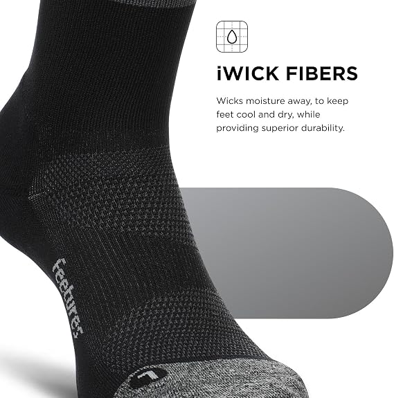 Feetures Elite Light Cushion Mini Crew Sock - Sport Sock with Targeted Compression (1 Pair)
