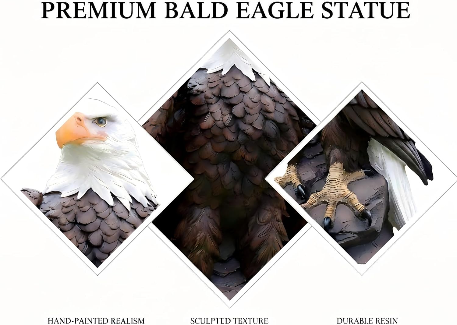 24.0" 9.5 lb American Eagle Statue,Large Resin Bald Eagle for Outdoor Garden, Yard Art, Lawn, Patio or Indoor Home & Office Decor, for Men, Veterans, Husband, Boyfriend