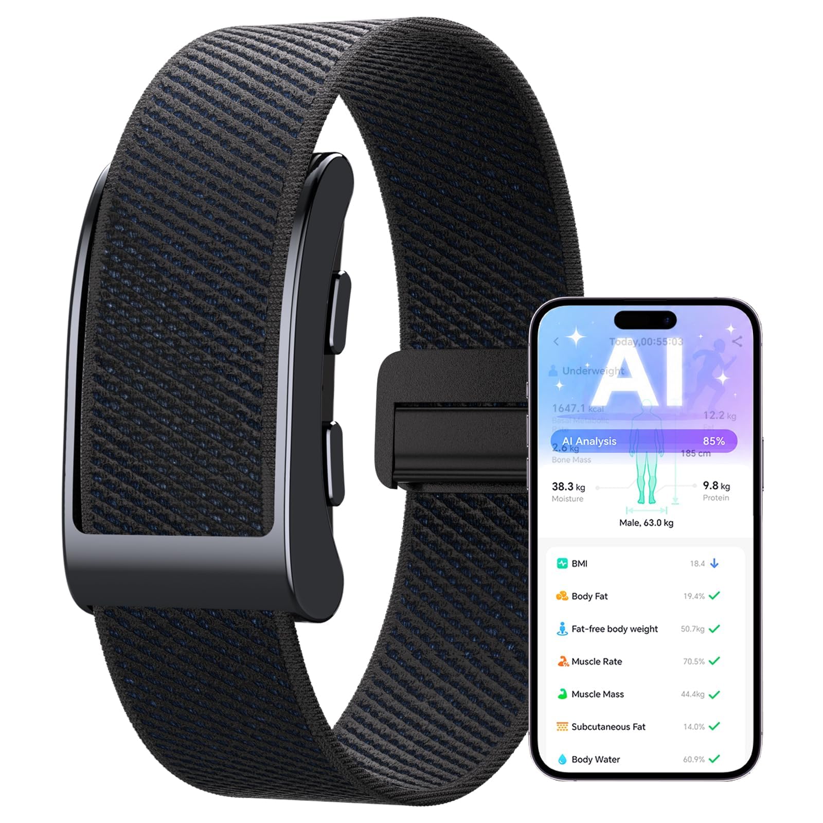 Pulsera inteligente de seguimiento de fitness, sin pantalla, contador de pasos, monitor de frecuencia cardíaca, rastreador de sueño, seguimiento de actividad con GPS, calorías y conteo de distancia