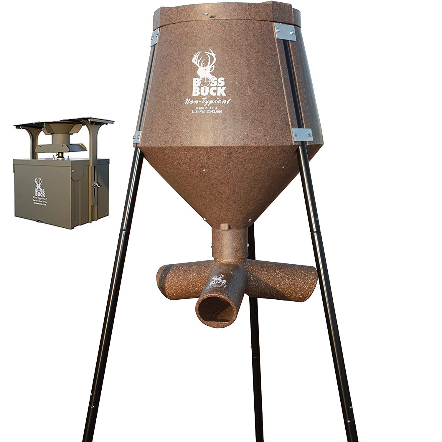 Boss Buck Deer Feeder Drum, Auto Feed System for Outdoor, Wildlife and Hunting, 200 Pound Capacity