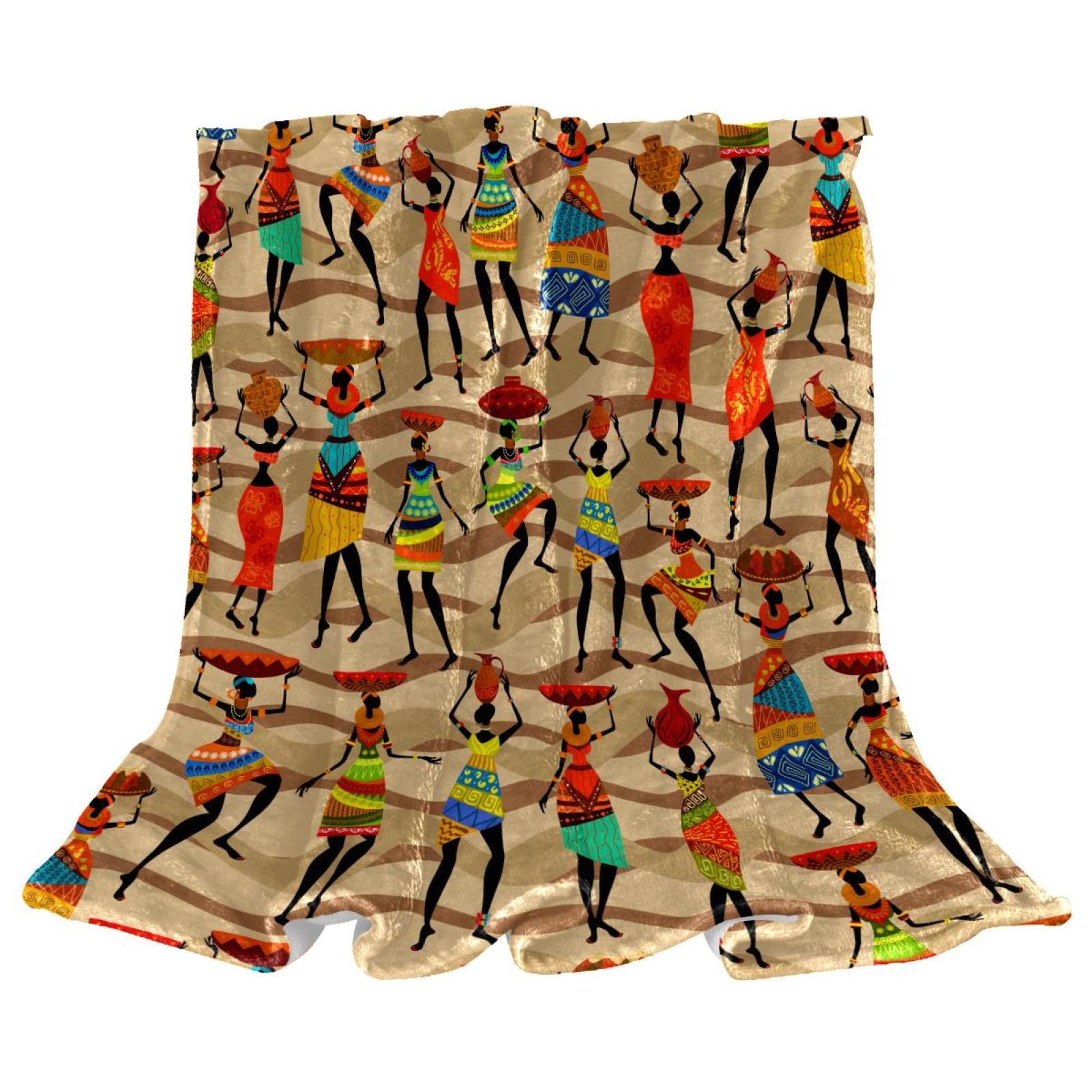 Couverture polaire de literie haut de gamme style peinture vintage femmes africaines