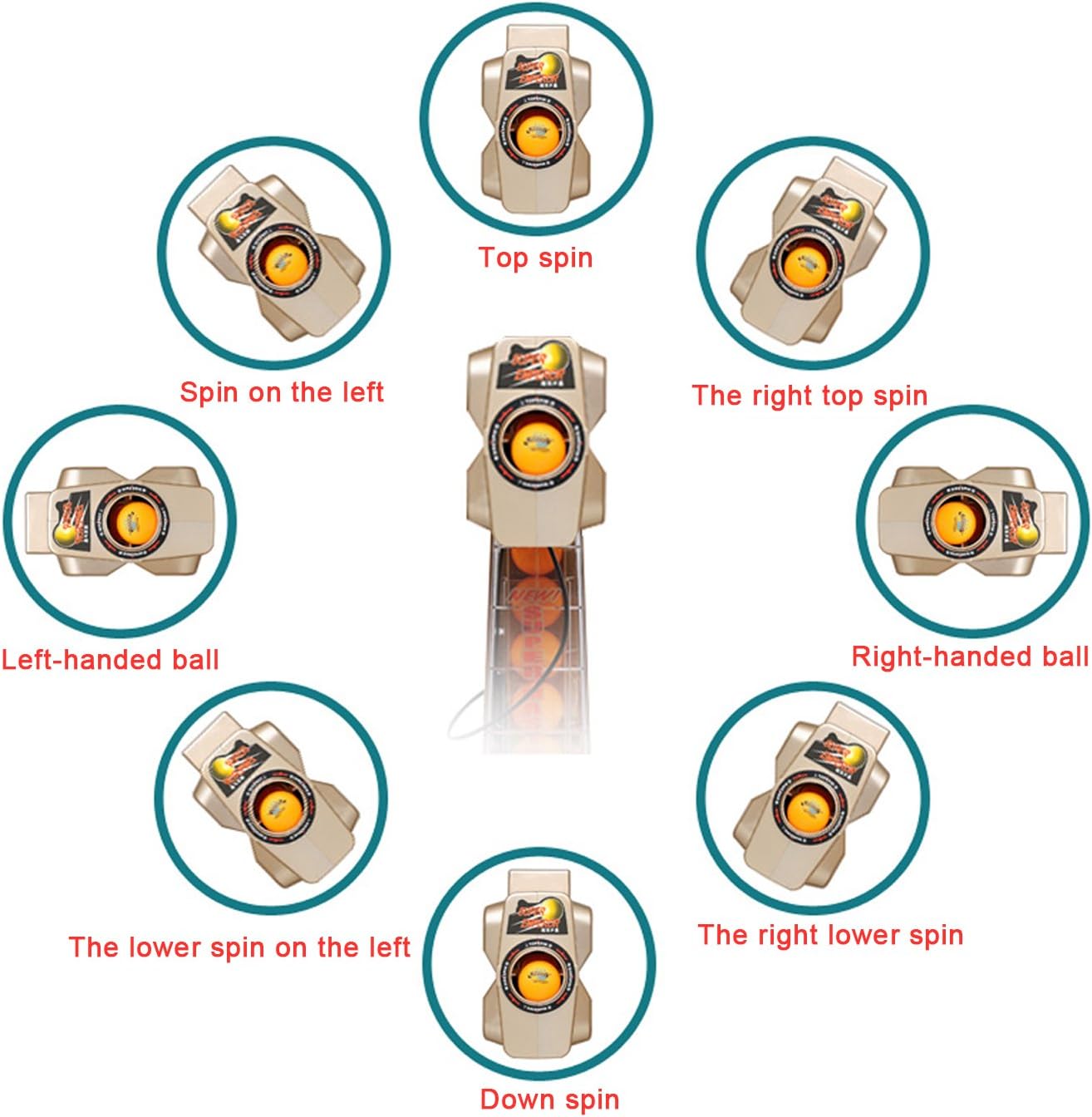 T288-5 Table Tennis Robot Table Tennis Training Machine Private Ball Trainer Super Coach, Voice Reminder, with Training Timer.