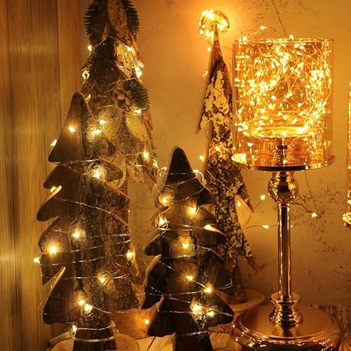 Miniatura 7 de Paquete de 12 Guirnalda de luces de hadas de 8 modos con temporizador, 20 luces LED en cable plateado de 6.5 pies, luces de hadas alimentadas con