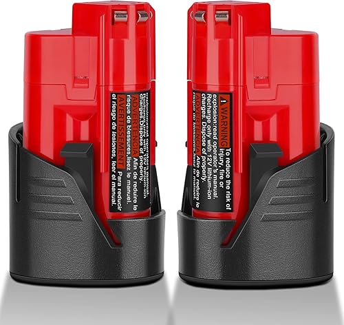 KUNLUN Paquete de 2 baterías de repuesto de 3.0Ah 12V para Milwaukee M12 de litio compatible con batería Milwaukee de 12 voltios 48-11-2411