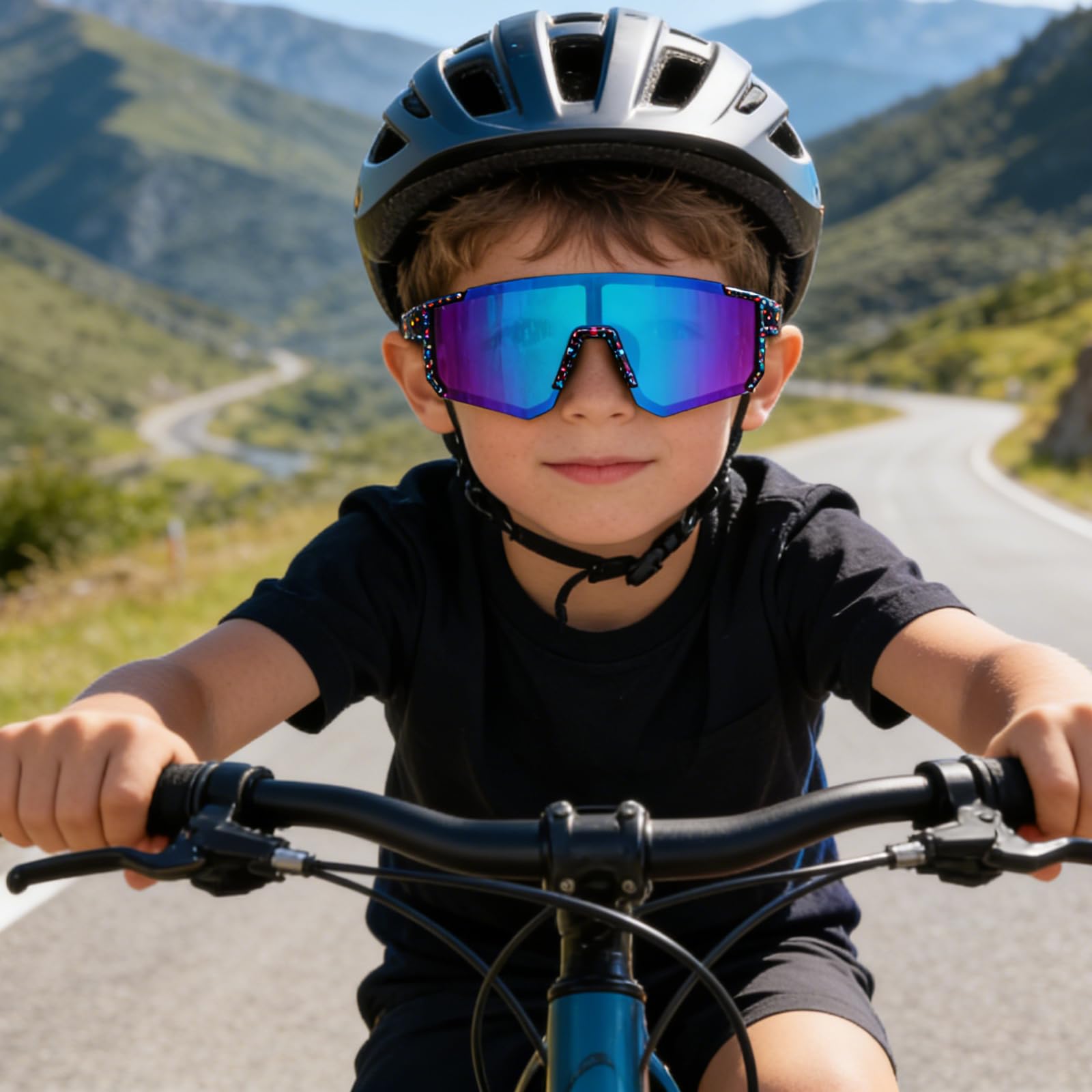 Unisex Kinder Sonnenbrille,Occhiali da ciclismo per bambini,Occhiali da Sole Sportivi Polarizzati per Bambini,Occhiali Ciclismo Bambino Occhiali Sportivi Ciclismo Baseball,Protezione UV400 per Kinder