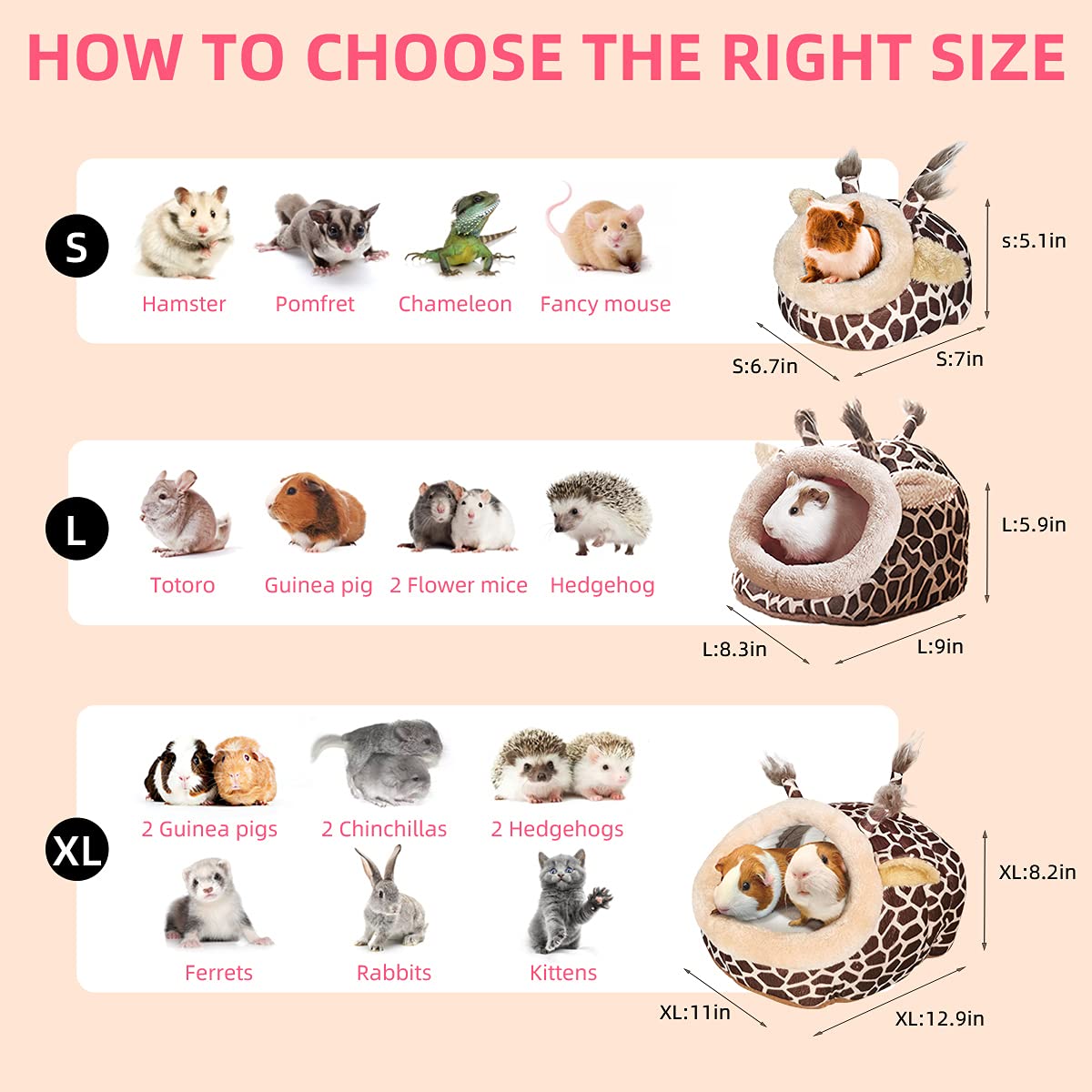 LEFTSTARER Świnka morska łóżko zabawka klatka akcesoria do domu gniazdo jeż chomik materiały Sugar Glider fretka szczur łóżko zabawka małe zwierzęta domowe (1-XL)