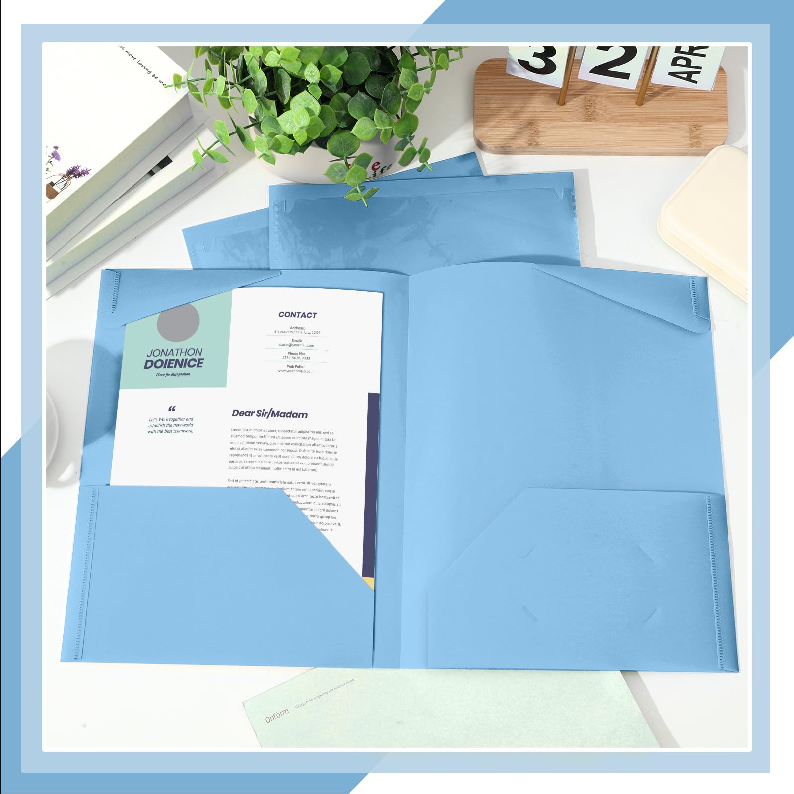 Henoyso Confezione da 60 cartelle in plastica con tasche frontali trasparenti, resistenti, con 2 tasche e slot per schede, per studenti e insegnanti, forniture per il rientro a scuola, presentazioni