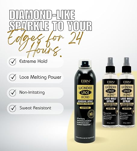 Miniatura 4 de EBIN NEW YORK Esenciales para el peinado del cabello  Wonder Lace Bond Lace Melt Spray Bundle con peluca Adhesivo Spray Supremo Seamless Blending &