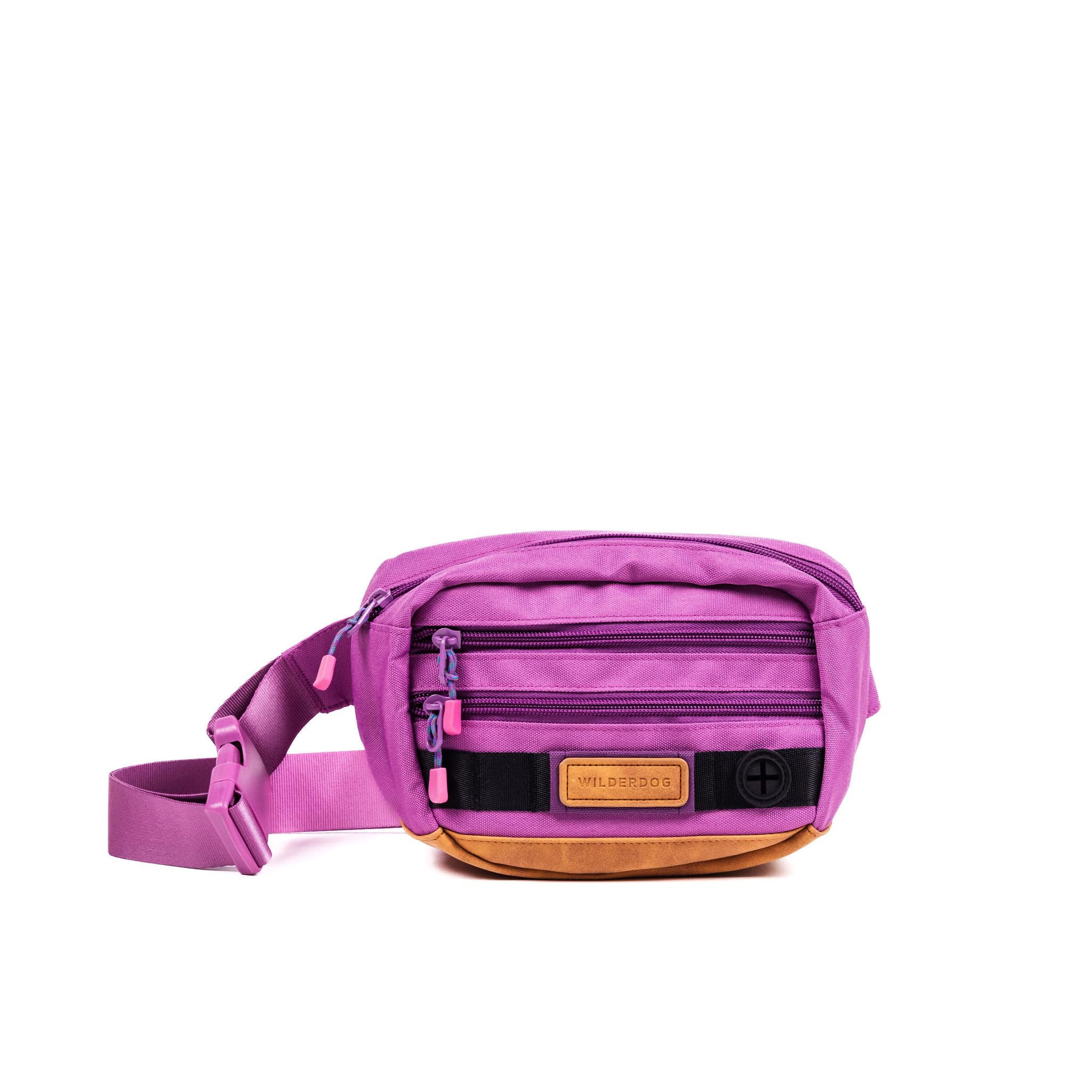 Wilderdog Utility Fanny Pack stores Treats, Balls, Keys in 3 Pockets with adjustable strap and Poop Bag dispenser, Lilac, S, Dog Walking Fanny Pack — image 1