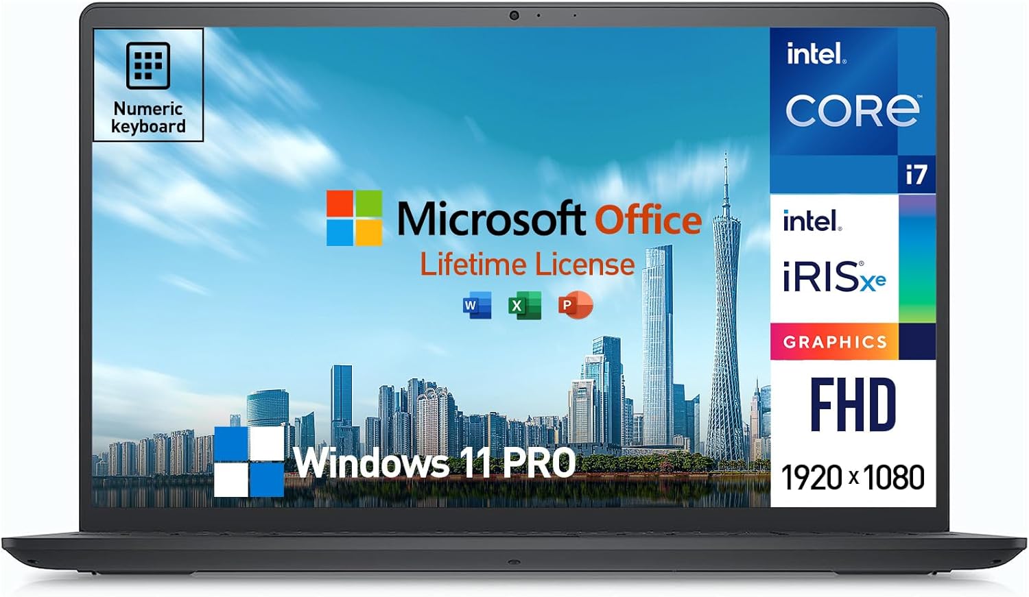 Dell Inspiron 15 3000 Laptop Computer, 15.6 Inch FHD Business Laptop, Windows 11 Pro, Intel 10-Core i7, 64GB RAM, 2TB SSD+512GB Docking Set, Lifetime Office, 10-Key Number Pad,USB-C