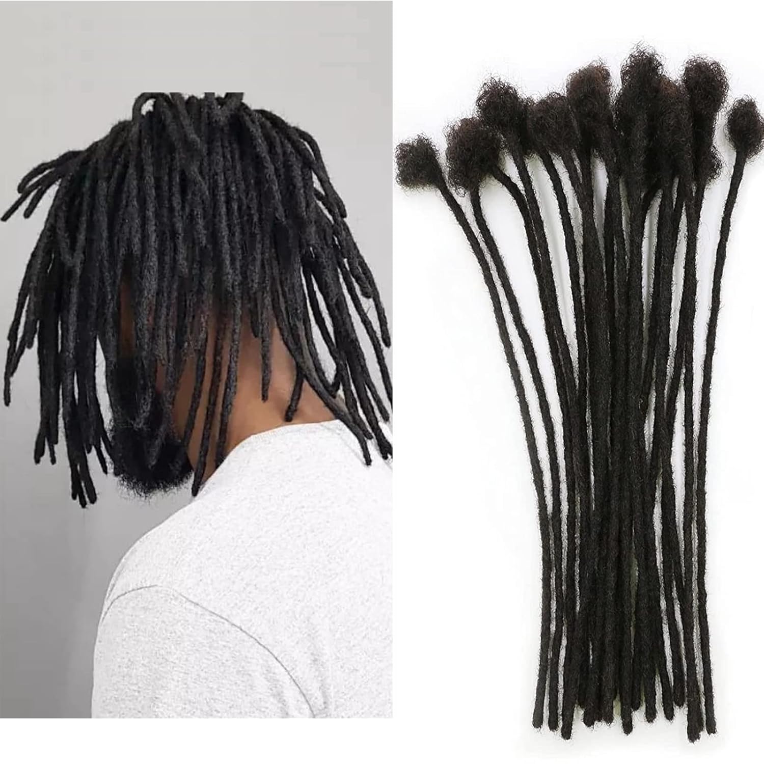 Coriario 14 Inch Dreadlock Extensions Human Hair 0.4cm