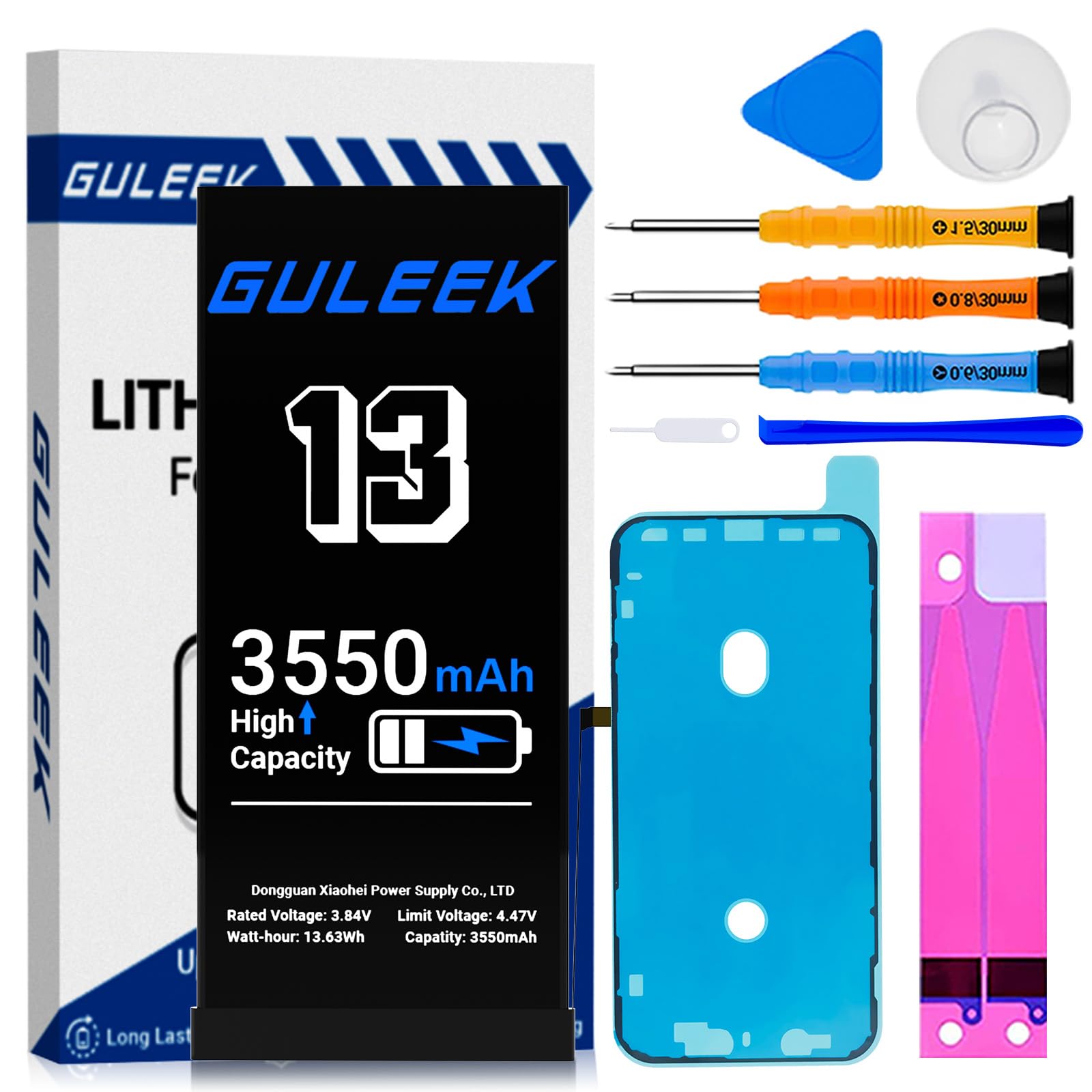 Batteria Compatibile con iPhone 13, 3550mAh Alta Capacità Reale, Kit di Sostituzione con Strumenti e Guida