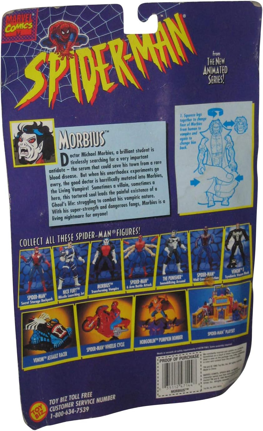 Toy Biz Spider-MAN Animated Series Morbius with Transforming Vampire Action