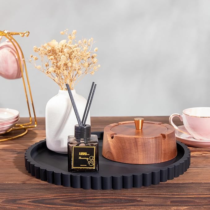 Bandeja de Baño Redonda de Silicona HighHerz de 10.1 Pulgadas, Negro miniatura 2