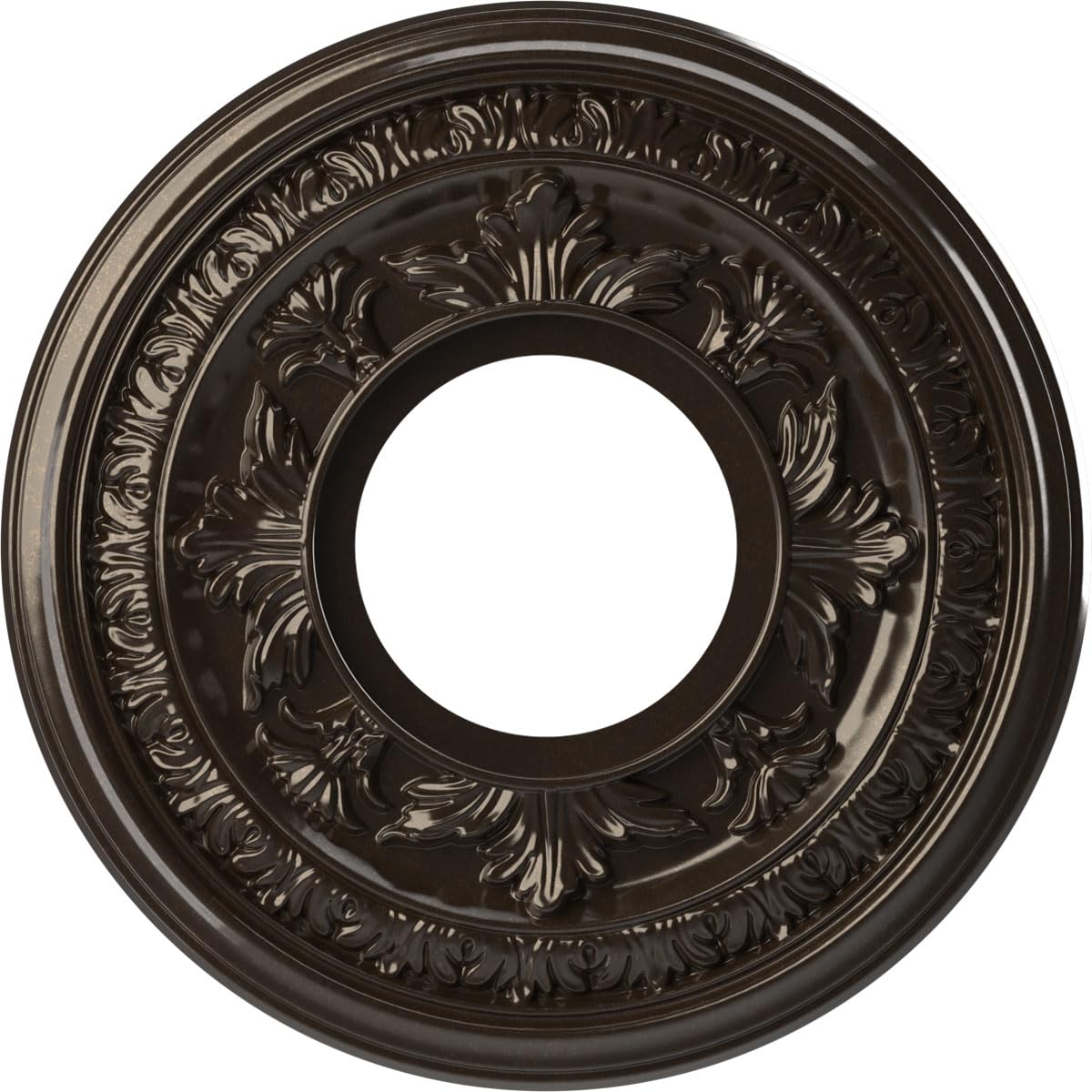 Ekena Millwork CMP10BAERU Baltimore Thermoformed PVC Ceiling Medallion (Fits Canopies up to 4 1/4"), 10"OD x 3 1/2"ID x 3/4"P, Universal Metallic Rustic Mist