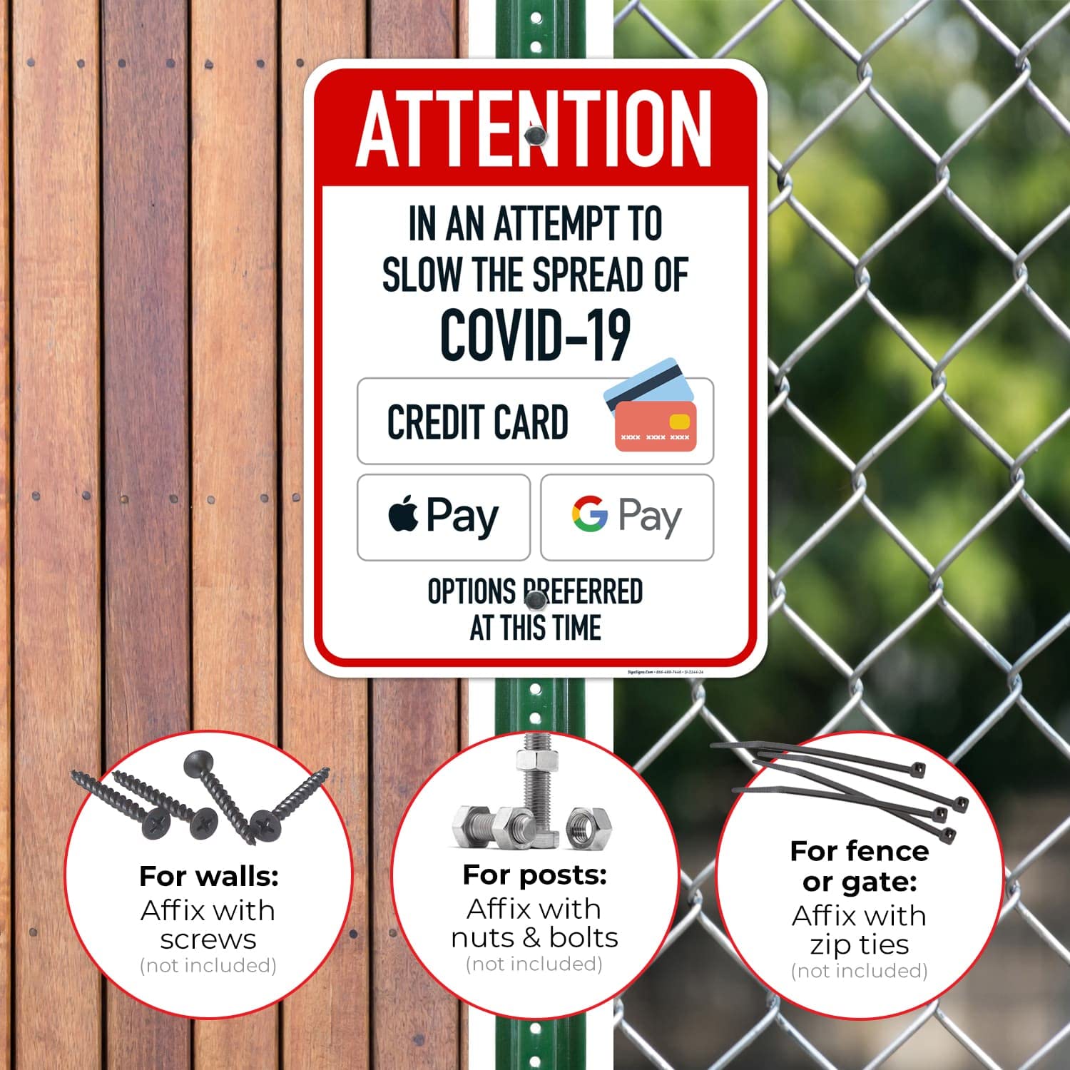 Attention Credit Card and Other Electronic Payment Options Preferred Sign, 18x24 Inches, Rust Free .063 Aluminum, Fade Resistant, Made in USA