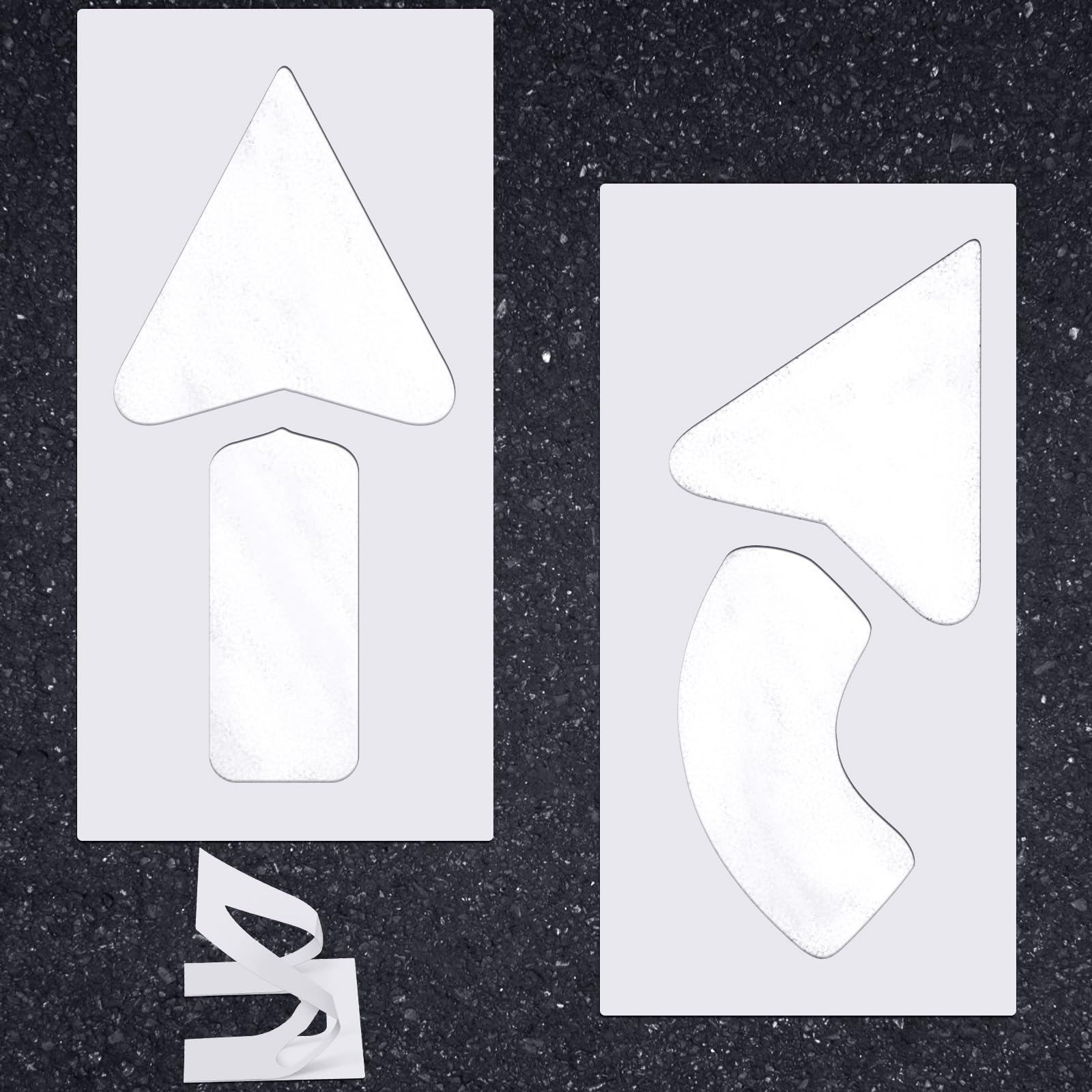 Feifeiya 2 Pcs Pavement Stencils Set Straight and Turn Combo Arrow Kit, 40" x 20" Foldable Reusable Parking Lot Stencils for Parking Lot and Pavement Lines