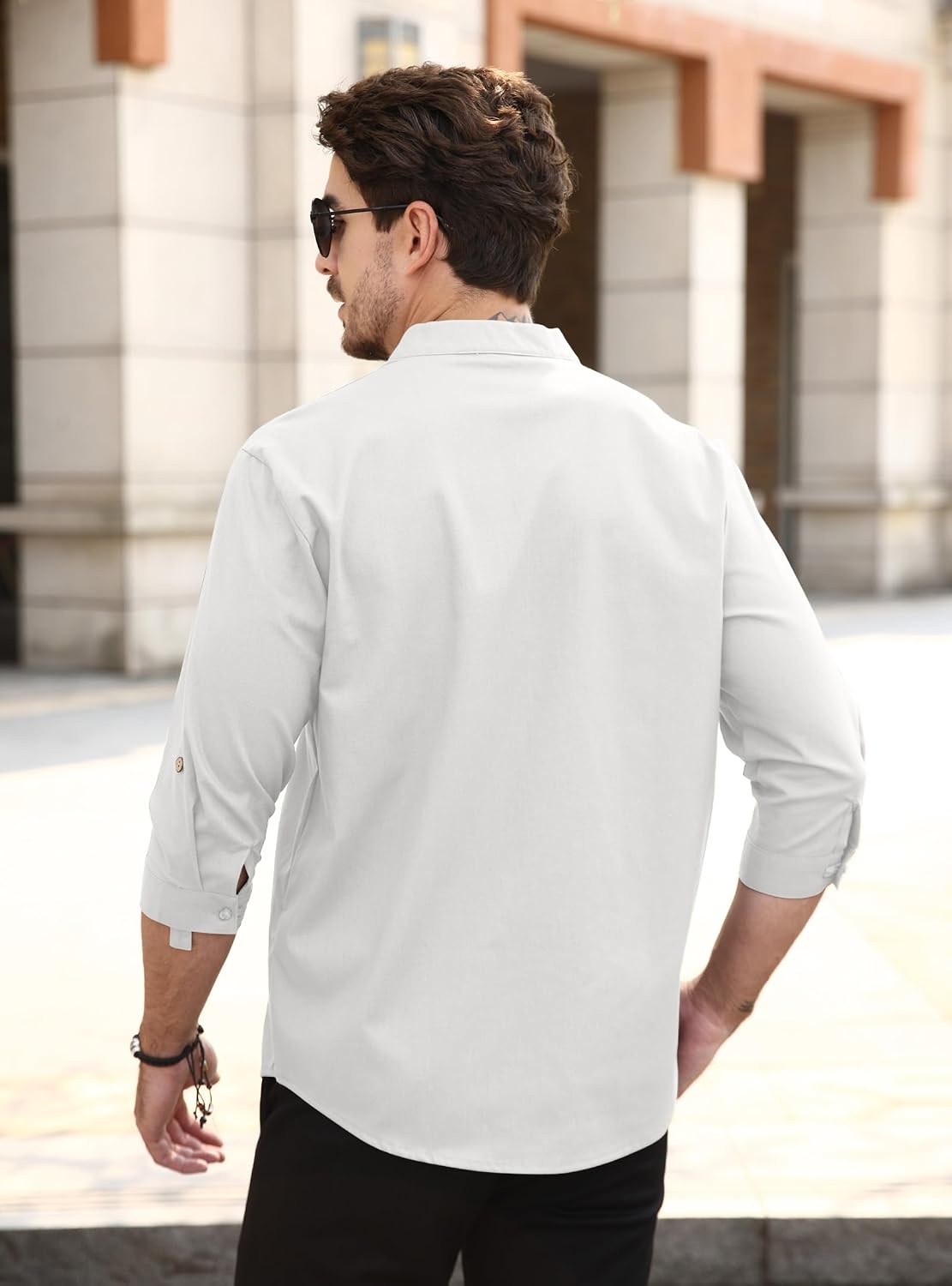 Zaitun Mens Cotton Linen Shirts Casual Buttons Down Roll-Up Sleeve Shirt Summer Chinese Style T-Shirts image 5