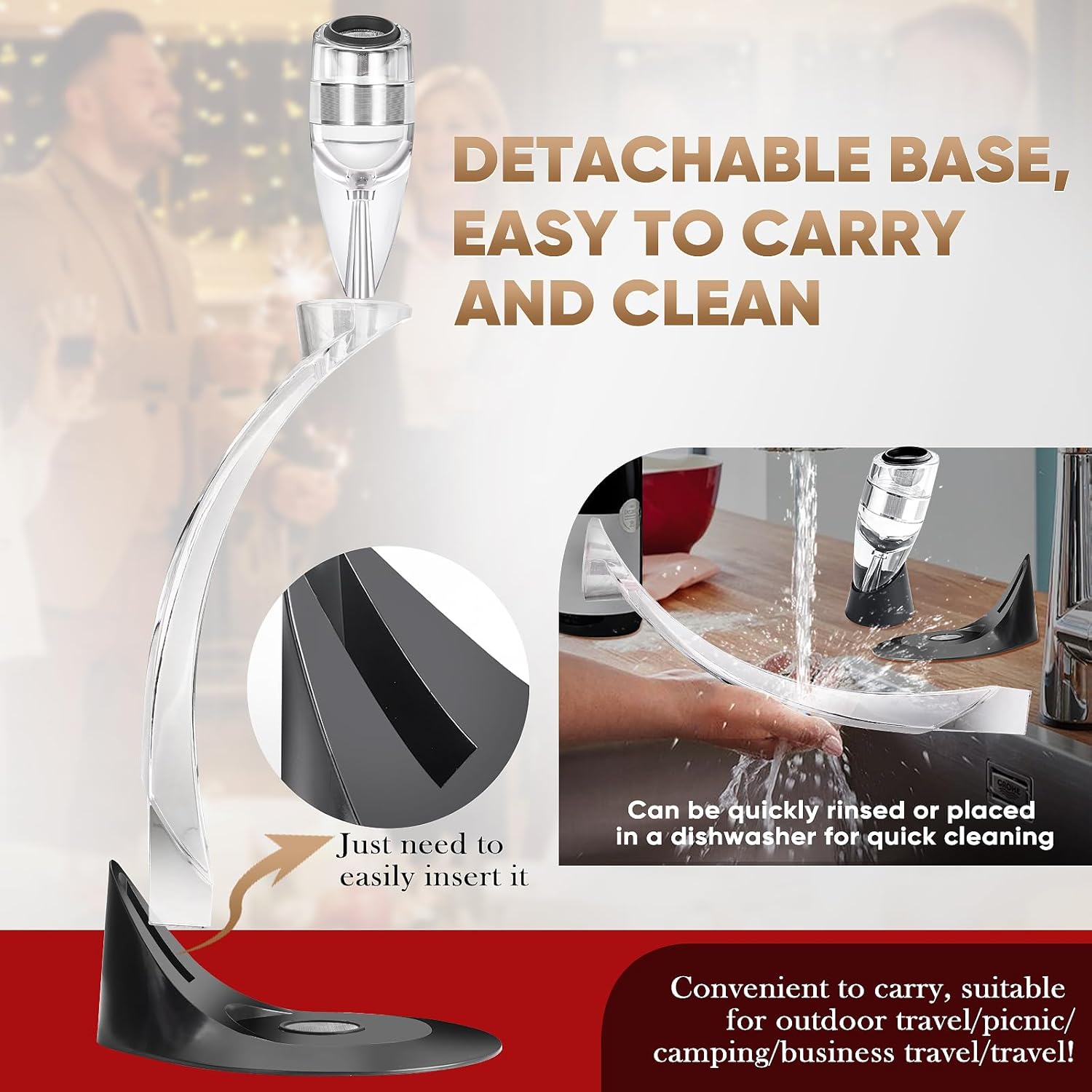 D&Slifei Deluxe Wine Aerator Pourer and Decanter with Tower Stand,Unique Aeration Device Quickly Enhances Wine Flavour with Smoother Finish,Best Gifts for Wine Lovers and Sommeliers.(with Stand) - Image 6