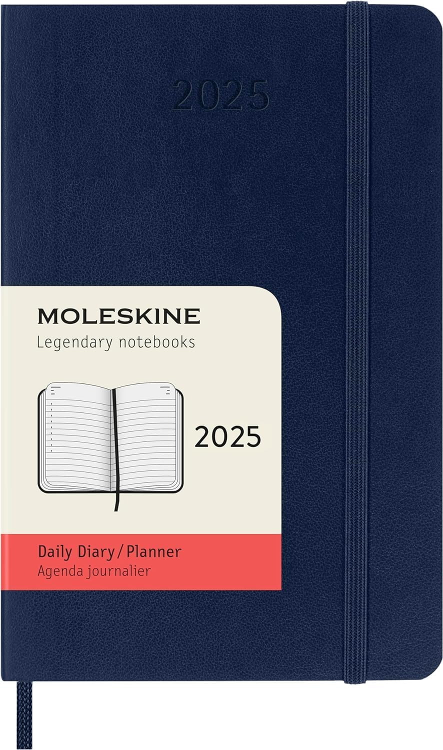 Classic 12 Month 2025 Daily Planner, Soft Cover, Pocket (3.5" x 5.5"), Sapphire Blue, 400 pages