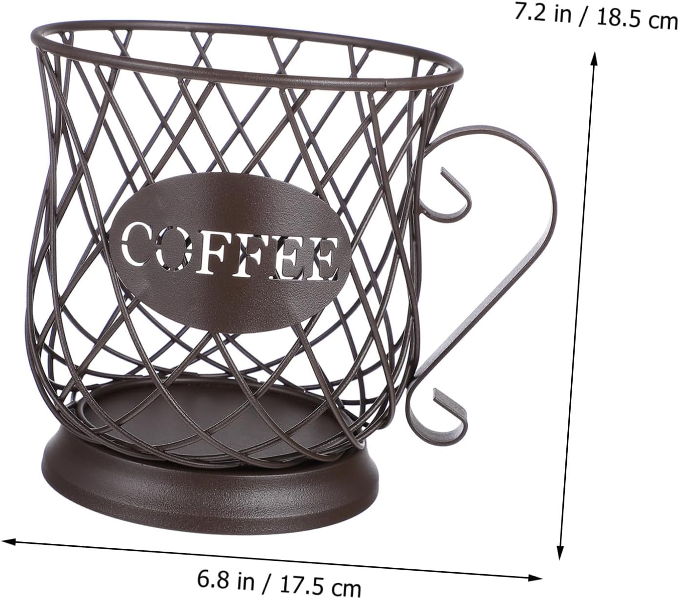 Metal Coffee Pod Holder Organizer Basket Brown Coffee Mug Storage Cup Holder for Kitchen Counter Suitable for Home and Office Use