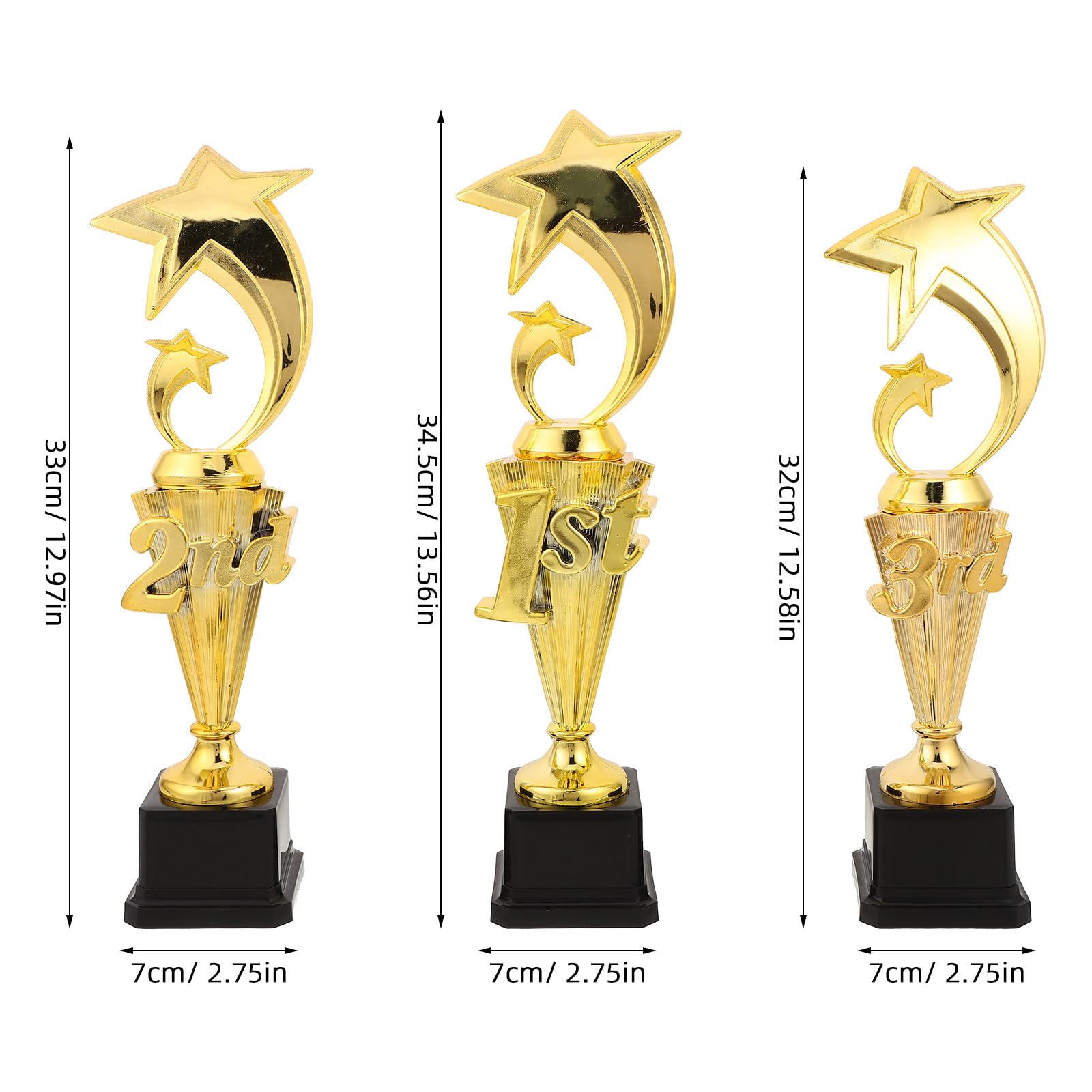 Toddmomy 3-teiliges Sport-Pokalset – Goldener Pokal für den 1., 2. und 3. Platz zur Auszeichnung bei Sportveranstaltungen, Turnieren, Wettbewerben, Siegerehrungen und Partys