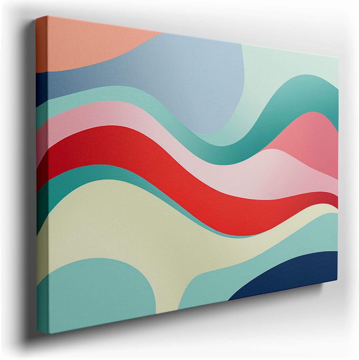 Canvas for Living room. Riding the Waves of Color: A Journey Through a Lively Abstract Pastel Dreamscape, 27 x 18 inch Canvas Wall Art - Contemporary Masterpieces - Modern Home Decor
