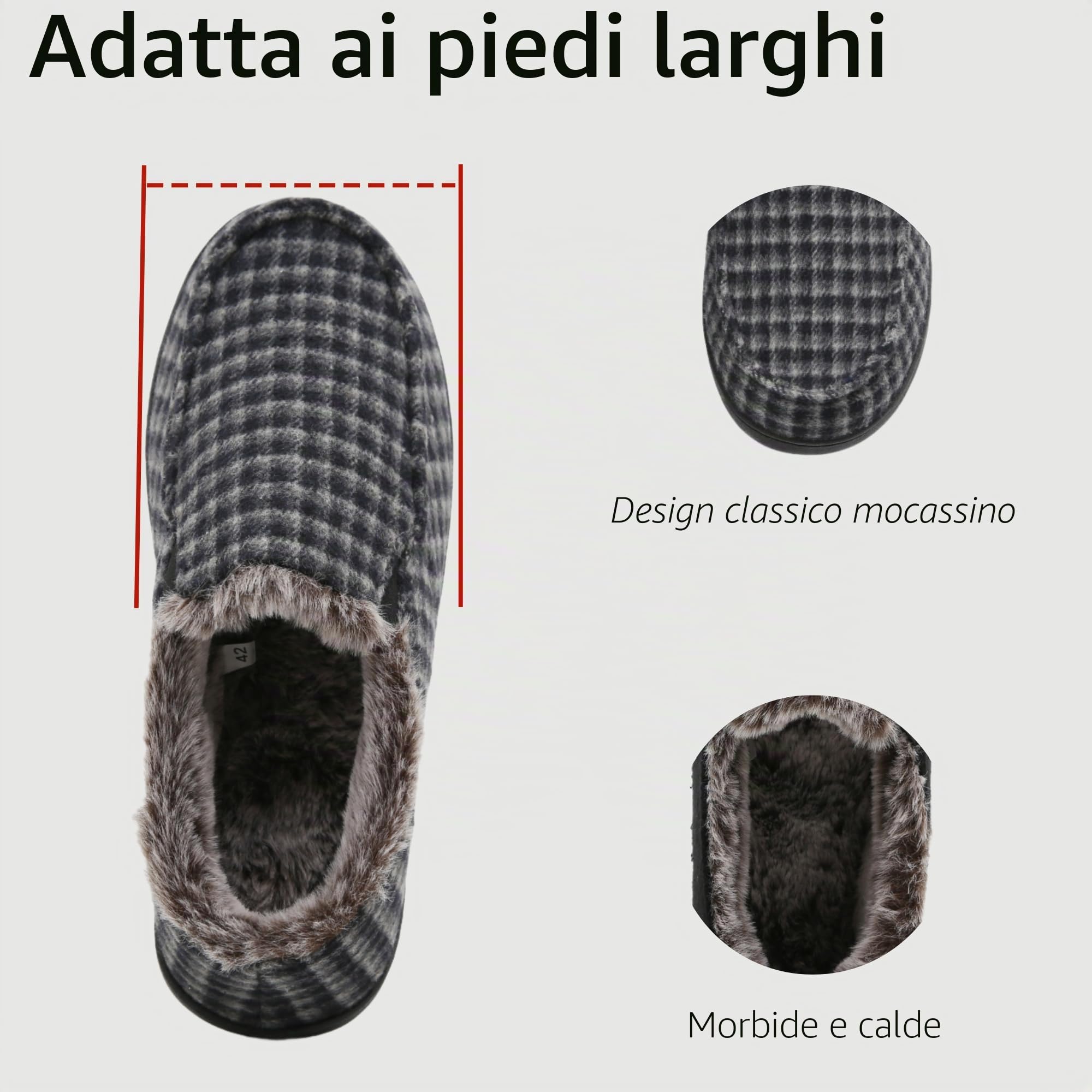 SMajong Comodo Pantofole da Uomo Invernali Chiuse Scarpe da Casa Caldo Pantofole a Mocassino Peluche Ciabatte da Interno a Esterno Gr.40-46